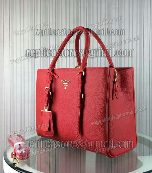 Prada Popular Calfskin Leather Tote Bag BR0133 Red-2