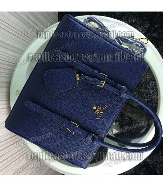 Prada Popular Calfskin Leather Tote Bag BR0133 Sapphire Blue-2