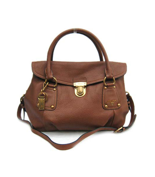 Prada Popular Handle Bag Light Coffee Leather_BR3351