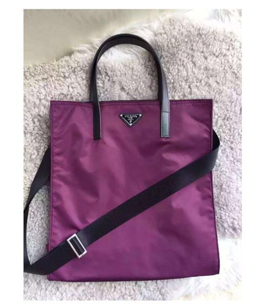 Prada Purple Calfskin Leather Strap Handle Bag