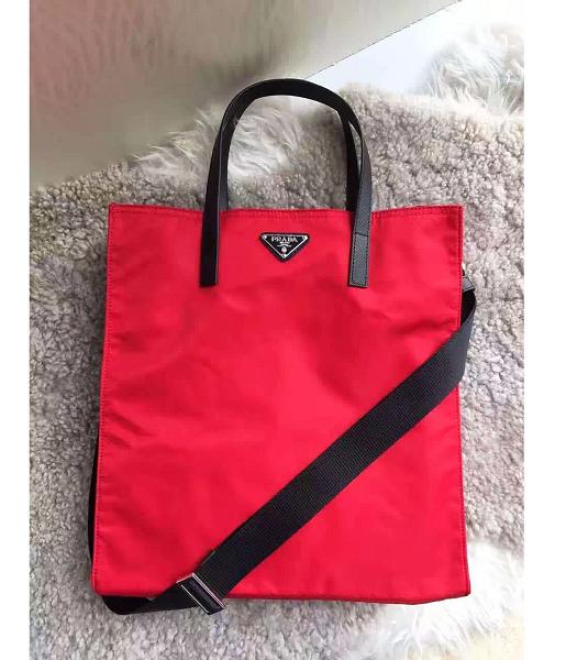 Prada Red Calfskin Leather Strap Handle Bag