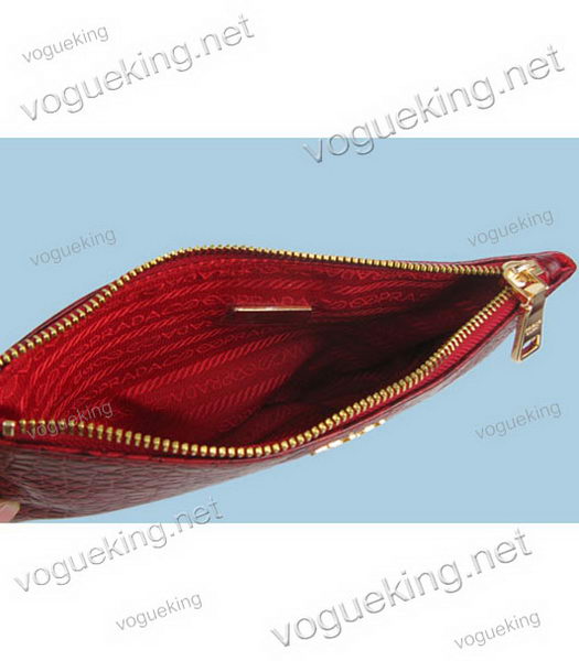 Prada Red Croc Veins Leather Ziper Clutch-1