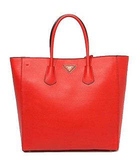 Prada Red Original Leather Tote Bag