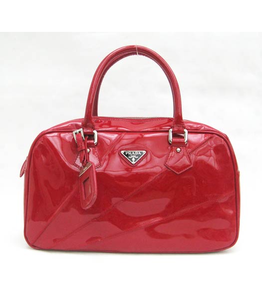 Prada Red Patent Leather Tote Bag