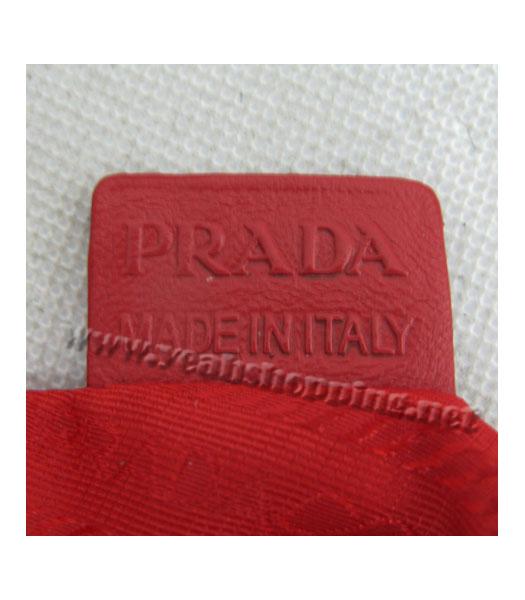 Prada Ruched Red Lambskin Leather Gauffre Handbag-7