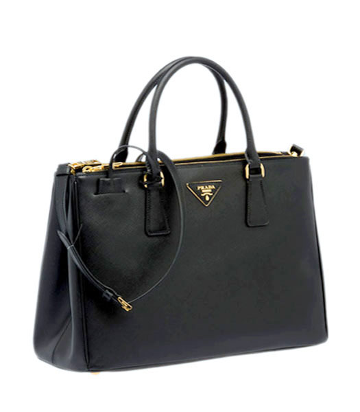 Prada Saffiano Black Calfskin Leather Tote Small Bag