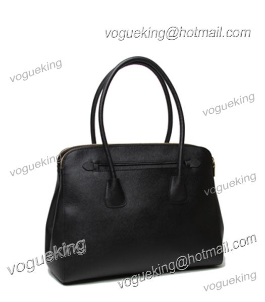Prada Saffiano Black Cross Veins Cuir Leather Tote Bag-1