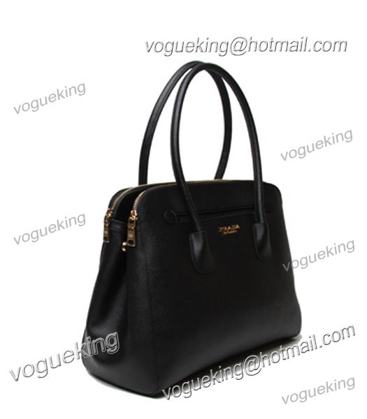 Prada Saffiano Black Cross Veins Cuir Leather Tote Bag-2