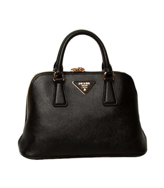Prada Saffiano Black Cross Veins Leather Two-Handle Bag