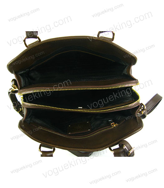 Prada Saffiano Coffee Oil Leather Tote Bag-6