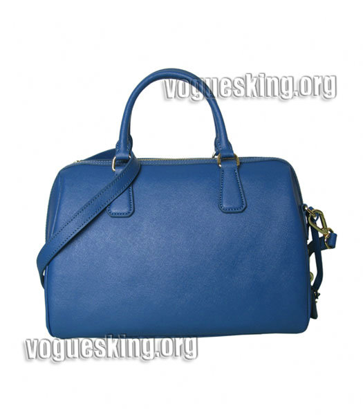 Prada Saffiano Cross Veins Leather Tote Handbag Blue-1