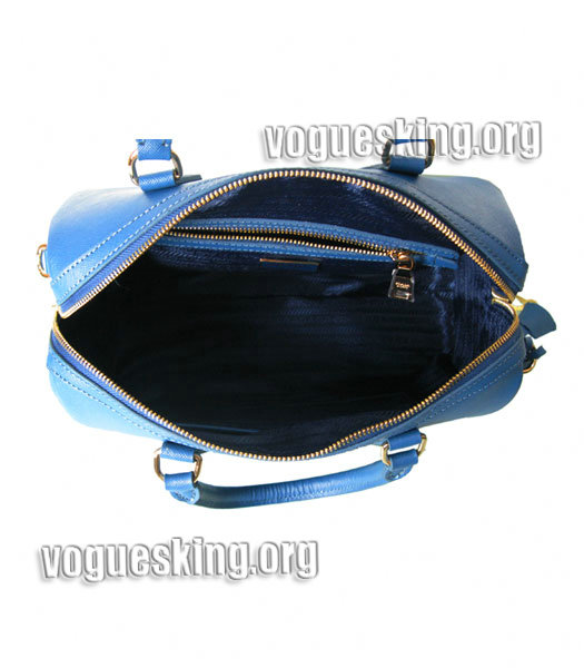 Prada Saffiano Cross Veins Leather Tote Handbag Blue-5