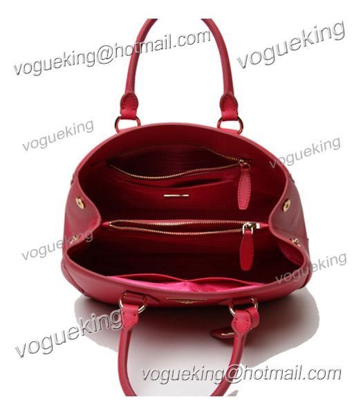 Prada Saffiano Fuchsia Cross Veins Leather Top Handle Bag-4