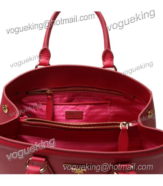 Prada Saffiano Fuchsia Cross Veins Leather Top Handle Bag-5