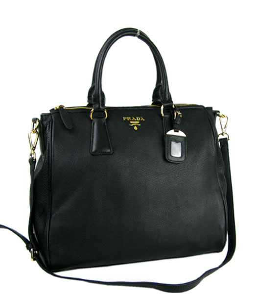 Prada Saffiano Imported Leather Handbag Black
