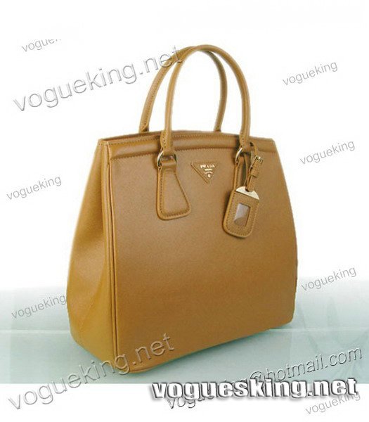 Prada Saffiano Leather Top Handle Bag Apricot-2