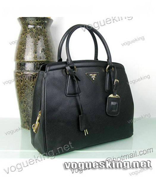 Prada Saffiano Lux Tote Bag Black Cross Veins Leather-1