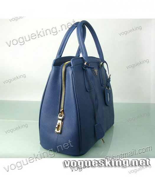 Prada Saffiano Lux Tote Bag Dark Blue Cross Veins Leather-2