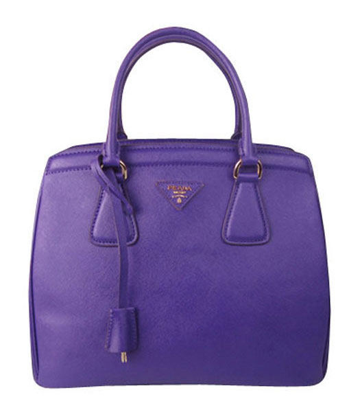 Prada Saffiano Lux Tote Bag Dark Purple Cross Veins Leather