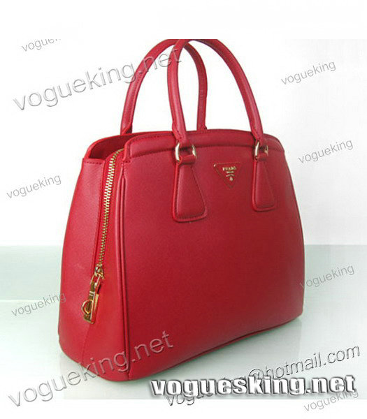 Prada Saffiano Lux Tote Bag Red Cross Veins Leather-1
