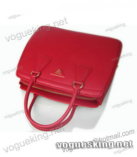 Prada Saffiano Lux Tote Bag Red Cross Veins Leather-3