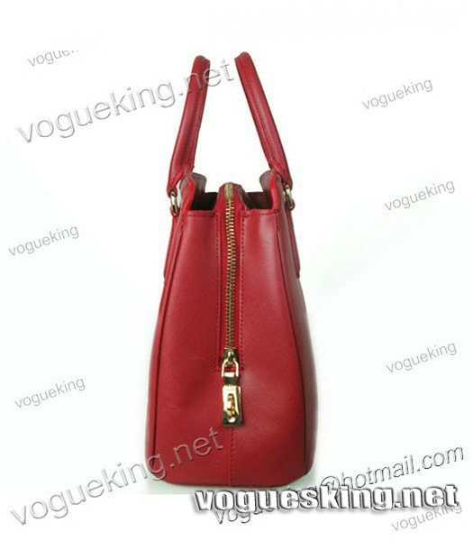 Prada Saffiano Lux Tote Bag Red Cross Veins Leather-4