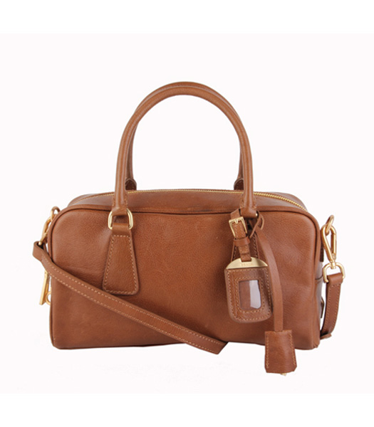 Prada Saffiano Medium Coffee Calfskin Leather Tote Handbag