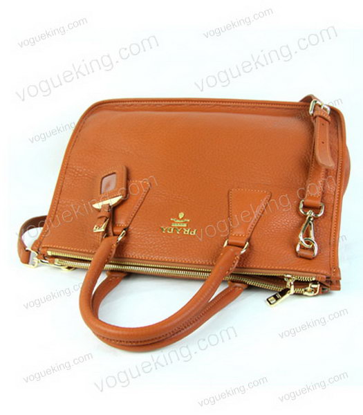 Prada Saffiano Orange Imported Leather Tote Handbag-4