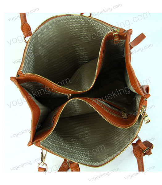 Prada Saffiano Orange Imported Leather Tote Handbag-6