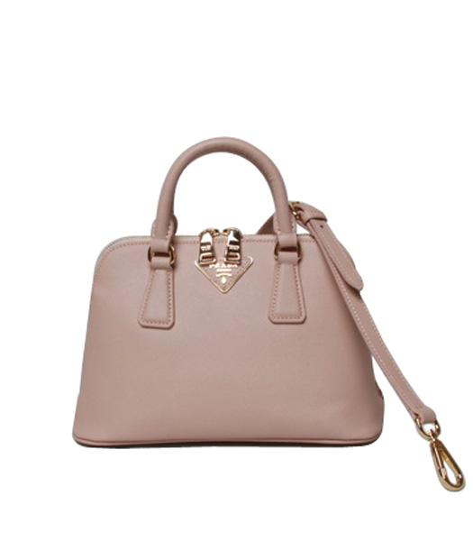 Prada Saffiano Pink Cross Veins Leather Two-Handle Bag