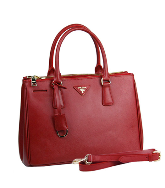 Prada Saffiano Red Calfskin Leather Tote Small Bag