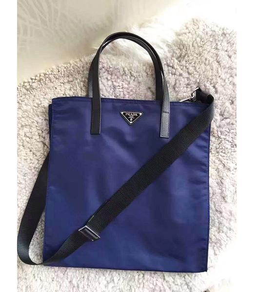 Prada Sapphire Blue Calfskin Leather Strap Handle Bag