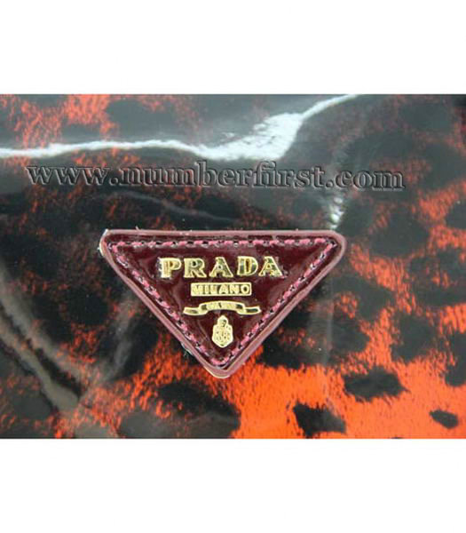 Prada Satchel Red Leopard Patent Leather Bag-2