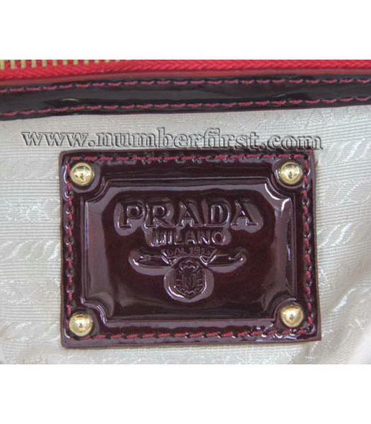 Prada Satchel Red Leopard Patent Leather Bag-6