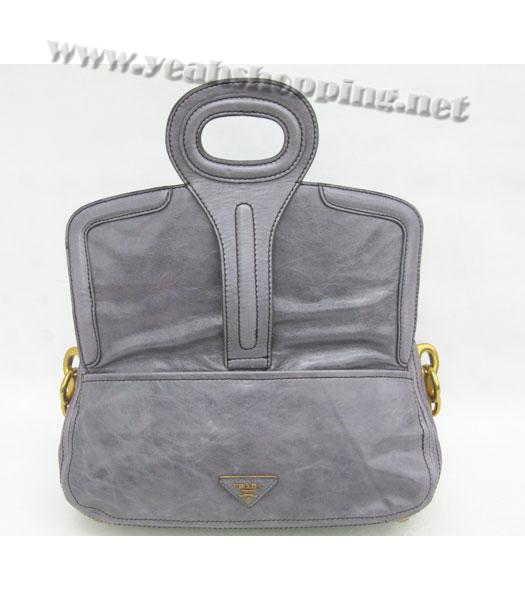 Prada Shiny Calf Leather Handbag Grey-5