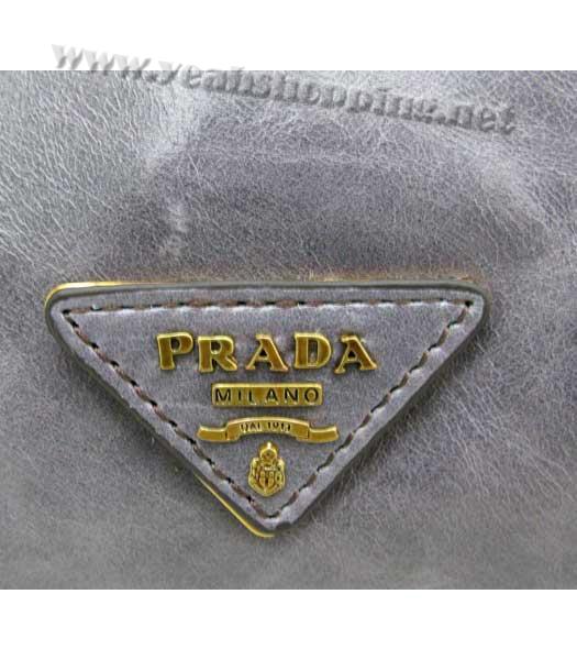 Prada Shiny Calf Leather Handbag Grey-6