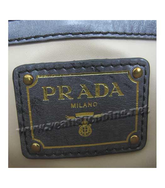 Prada Shiny Calf Leather Handbag Grey-7