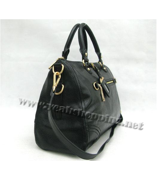 Prada Shiny Calf Leather Top Handle Bag Black-2