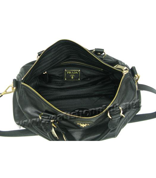 Prada Shiny Calf Leather Top Handle Bag Black-4
