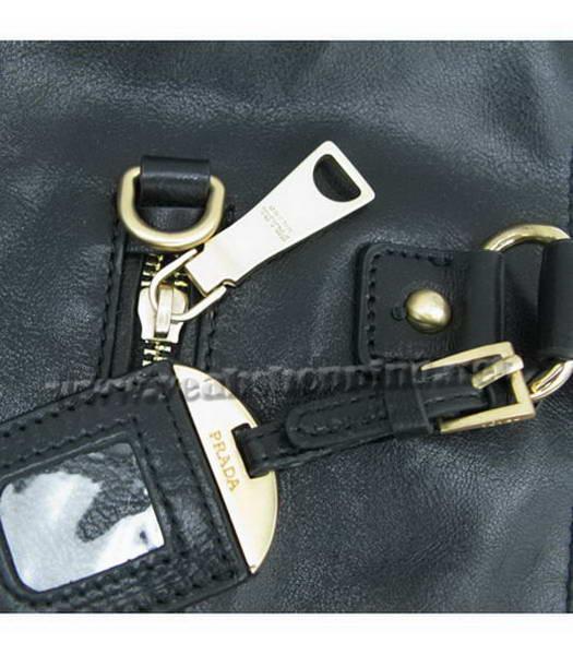 Prada Shiny Calf Leather Top Handle Bag Black-6