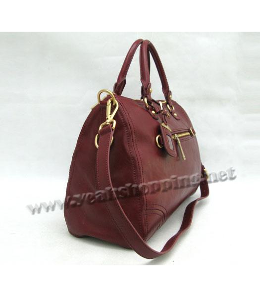 Prada Shiny Calf Leather Top Handle Bag Red-2