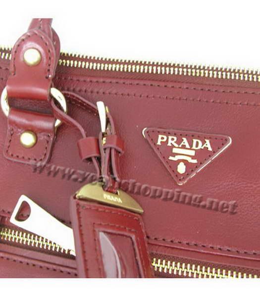 Prada Shiny Calf Leather Top Handle Bag Red-7