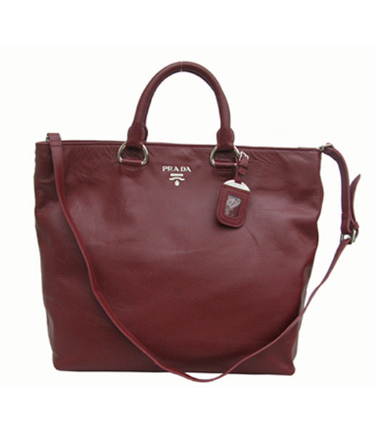 Prada Shopper PM Bag Calfskin Bag Red