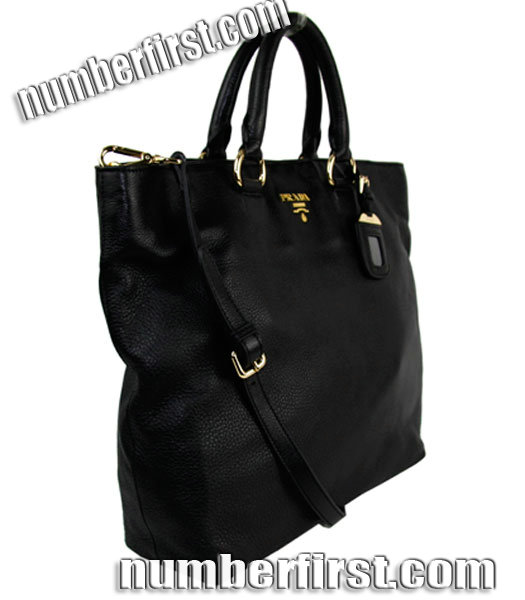 Prada Shopper PM Bag In Black Imported Calfskin Leather-2