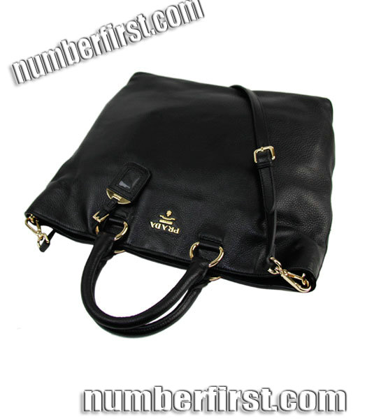Prada Shopper PM Bag In Black Imported Calfskin Leather-3
