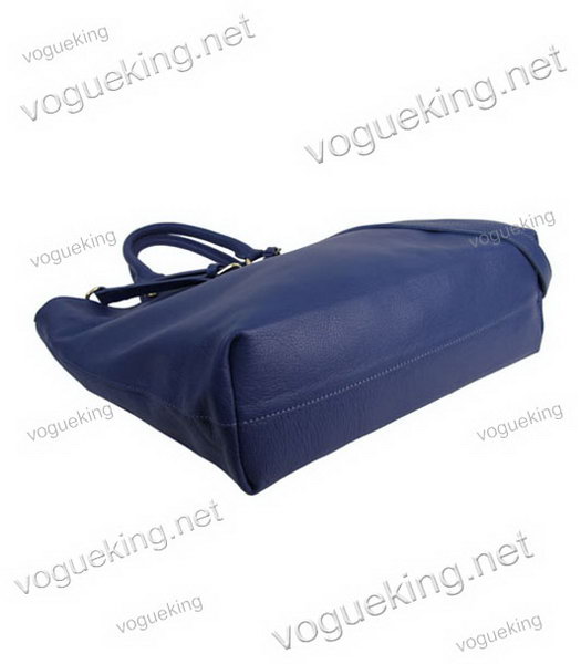 Prada Shopper PM Bag In Blue Imported Calfskin Leather-5
