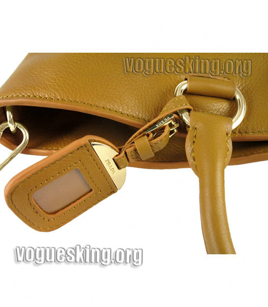 Prada Shopper PM Bag In Light Coffee Original Calfskin Leather-5