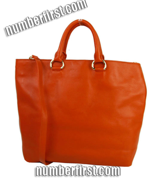 Prada Shopper PM Bag In Orange Imported Calfskin Leather-1