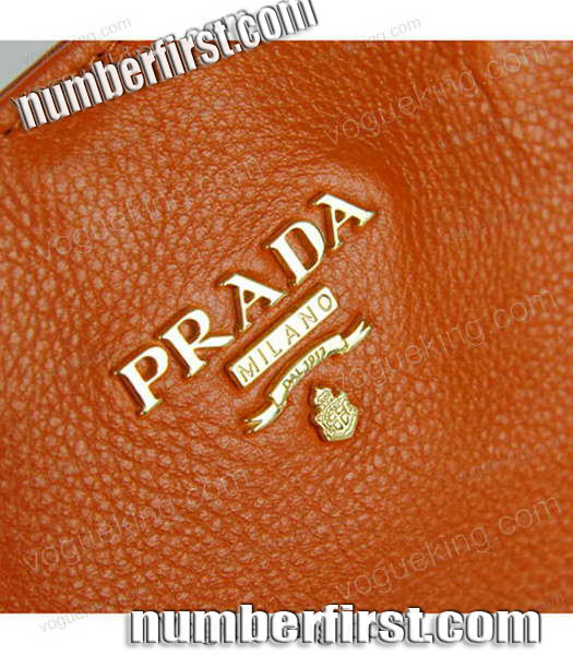 Prada Shopper PM Bag In Orange Imported Calfskin Leather-6