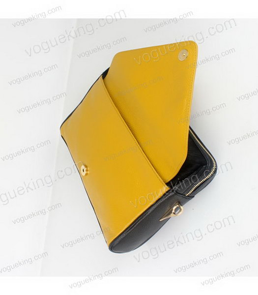 Prada Shoulder Bag Yellow Calfskin Leather with Black Horsehair -3